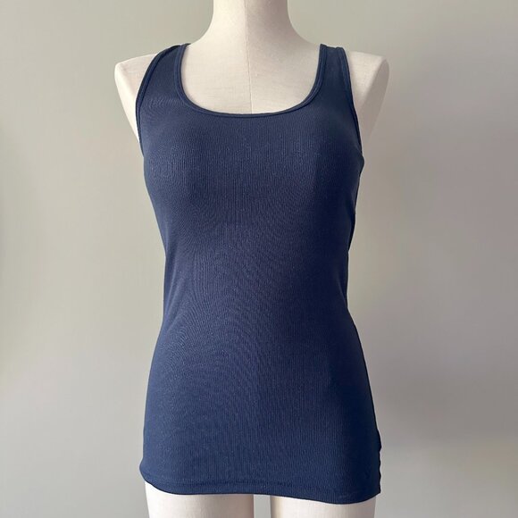 American Eagle Outfitters Navy Blue Boyfriend Tank Top Womens Size M Sparkled - Picture 1 of 7